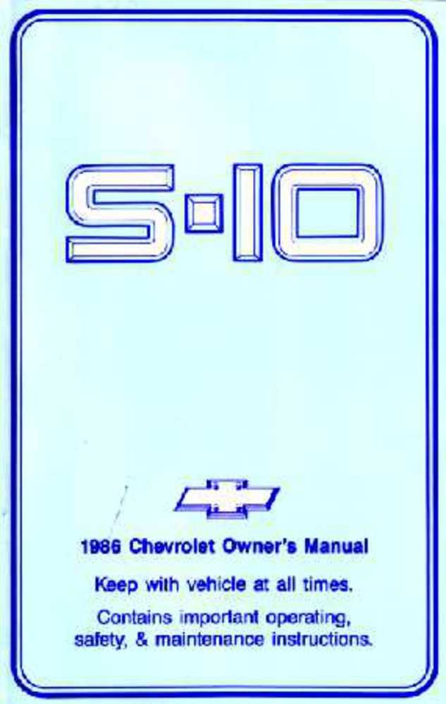 bishko automotive literature 1986 Chevrolet S-10 Blazer Truck Owners Manual User Guide Reference Operator