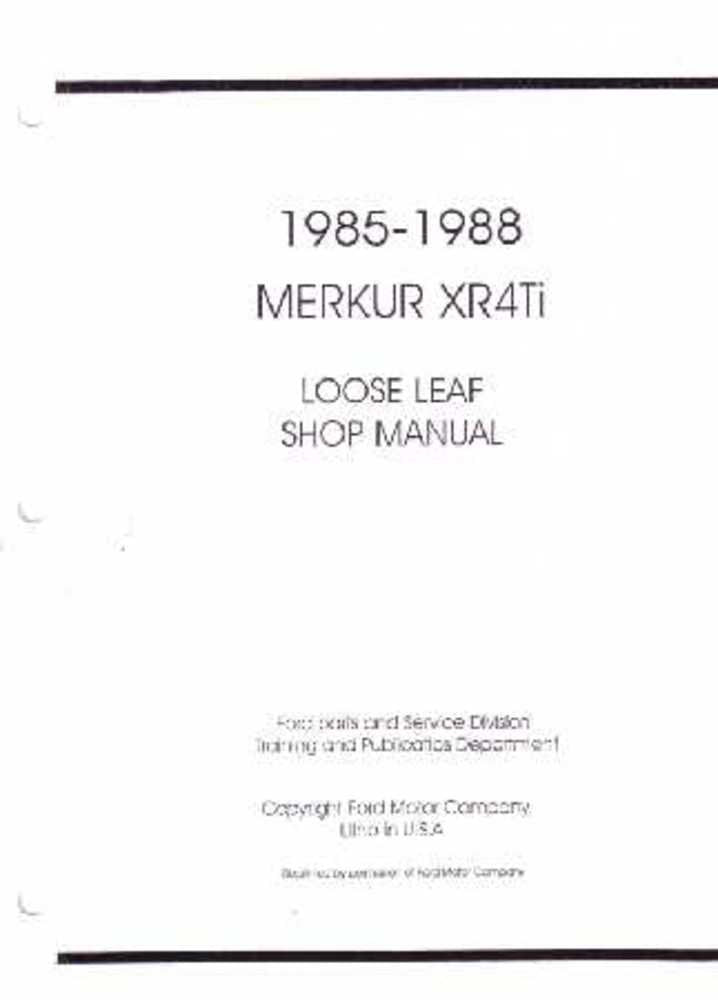 bishko automotive literature 1985 1986 1987 1988 Merkur Xr4Ti Shop Service Repair Manual Book Engine Wiring