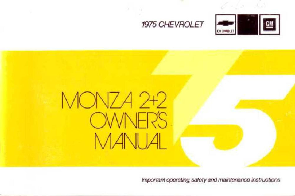 bishko automotive literature 1975 Chevrolet Monza 2+2 Owners Manual User Guide Reference Operator Book Fuses