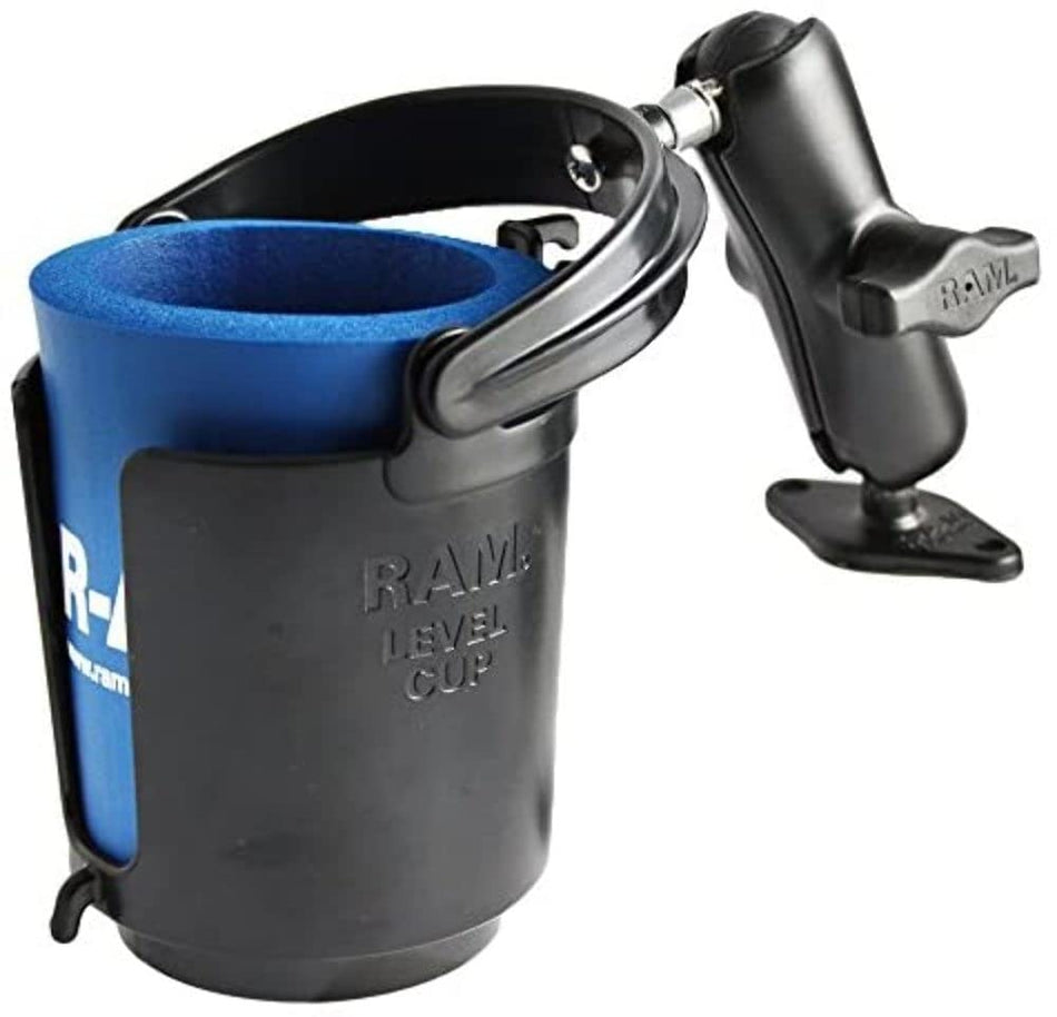 RAM MOUNTS (RAM-B-102-132U 1 Diameter Ball Mount with Diamond Base, Self-Leveling Cup Holder & Cozy