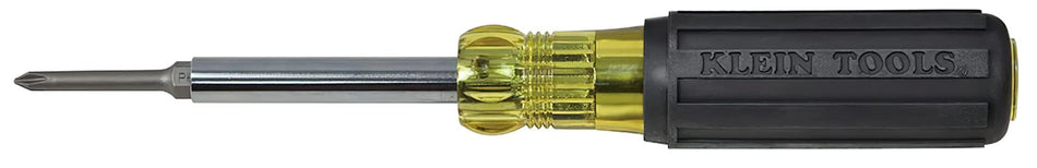Klein Tools 32560 Multi-Bit Screwdriver / Nut Driver, Extended Reach 6-in-1 Tool with Phillips, Slotted and Square Bits and Nut Drivers
