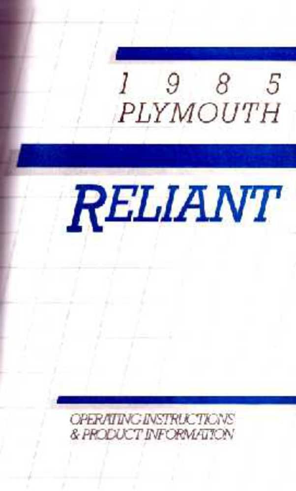 bishko automotive literature 1985 Plymouth Reliant Owners Manual User Guide Reference Operator Book Fuses