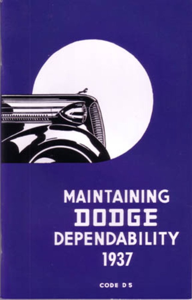 bishko automotive literature 1937 Dodge D5 D-5 D 5 Owners Manual User Guide Reference Operator Book Fuses