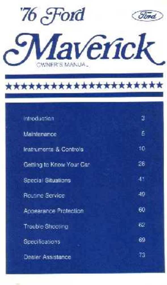 bishko automotive literature 1976 Ford Maverick Owners Manual User Guide Reference Operator Book Fuses Fluids