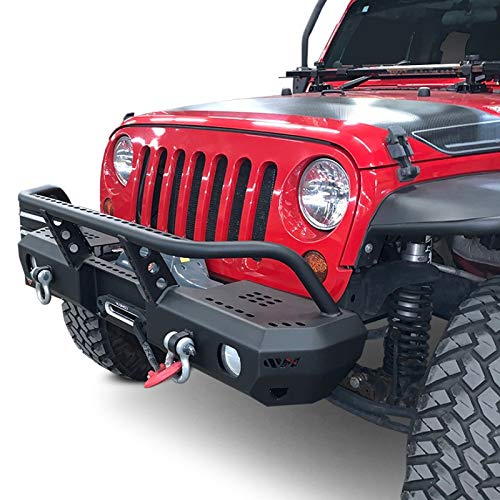 Warrior 6578 - MOD Series Mid Width Black Front Winch HD Bumper with Pre-Runner Guard