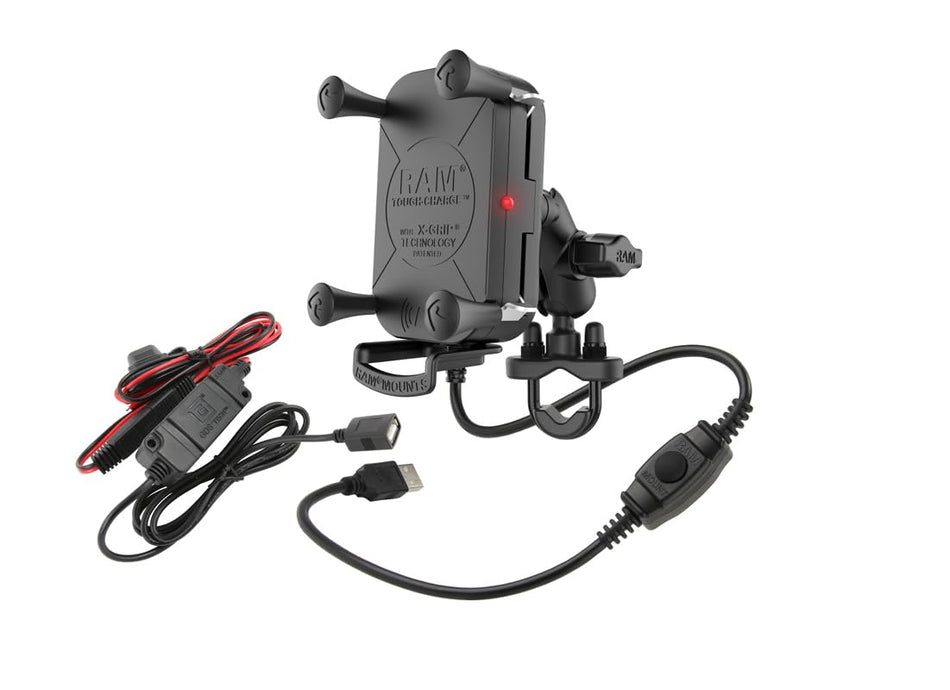 RAM Mounts Tough-Charge Waterproof Wireless Charging Motorcycle Mount RAM-B-149Z-A-UN12W-V7M with Short Arm for Motorcycle, ATV/UTV, Bike