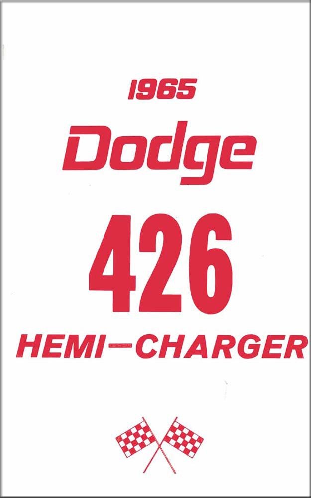 bishko automotive literature 1965 Dodge 426 Hemi-Charger Owners Manual Supplement User Guide Operator Book