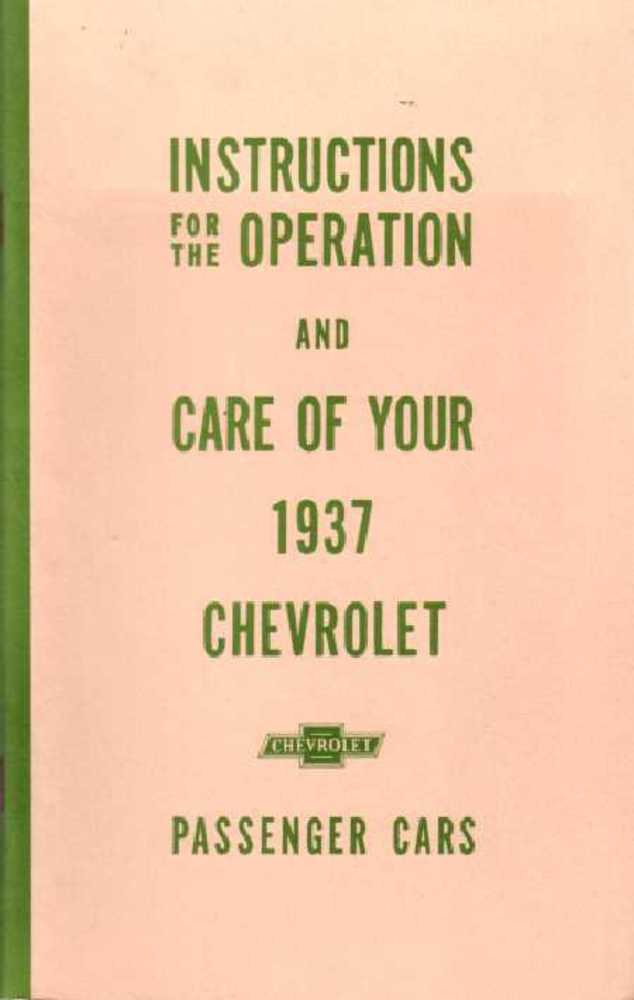 bishko automotive literature 1937 Chevrolet Owners Manual User Guide Reference Operator Book Fuses Fluids