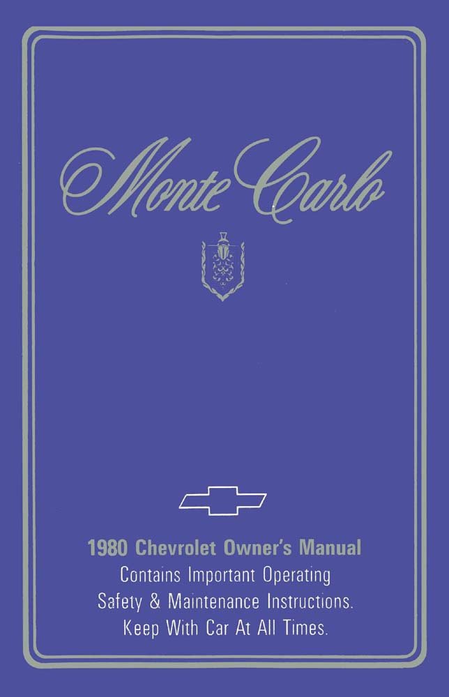 1980 Chevrolet Monte Carlo Owners Manual User Guide Reference Operator Book Fuse