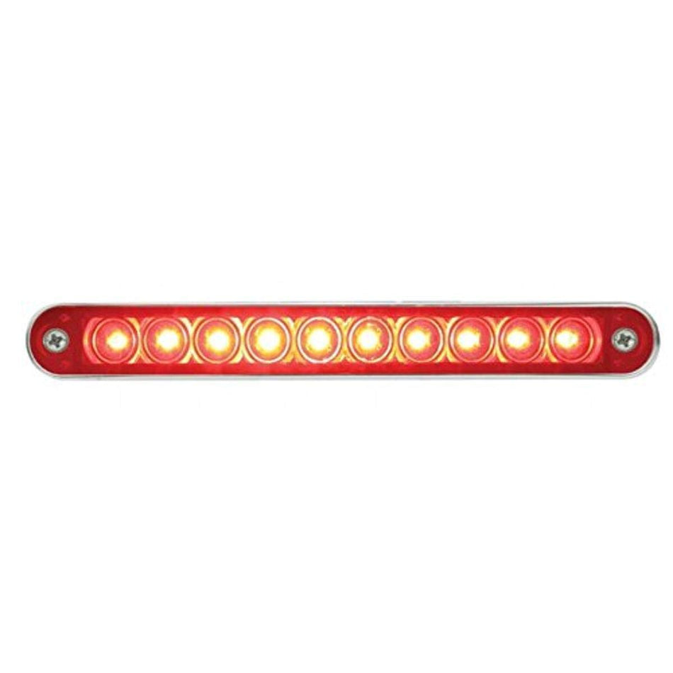 United Pacific 37638 10 LED 6-1/2 Light Bar with Bezel (Stop, Turn & Tail), Polycarbonate Red LED/Red Lens, Sonically Sealed Housing u2013 One Unit