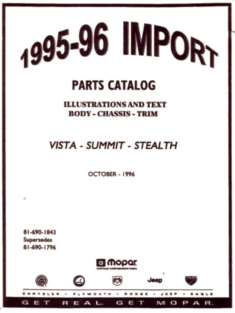 bishko automotive literature 1995 1996 Stealth Colt Vista Summit Colt Parts Numbers List Catalog Interchange