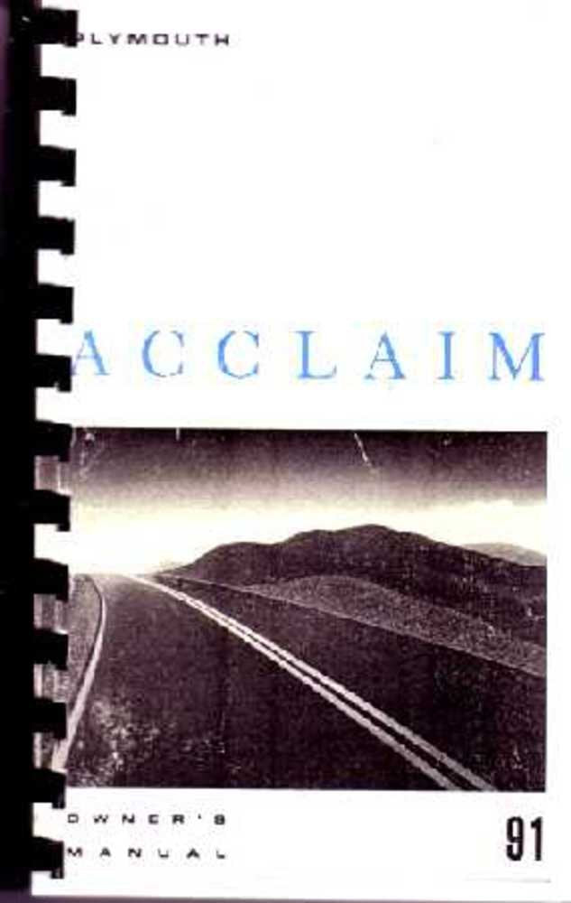 bishko automotive literature 1991 Plymouth Acclaim Owners Manual User Guide Reference Operator Book Fuses