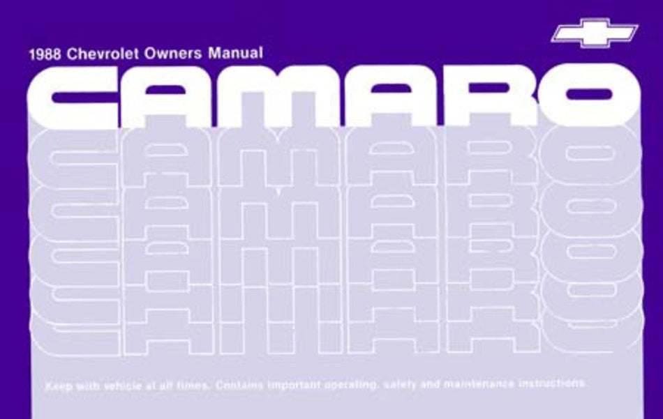 bishko automotive literature 1988 Chevrolet Camaro Owners Manual User Guide Reference Operator Book Fuses