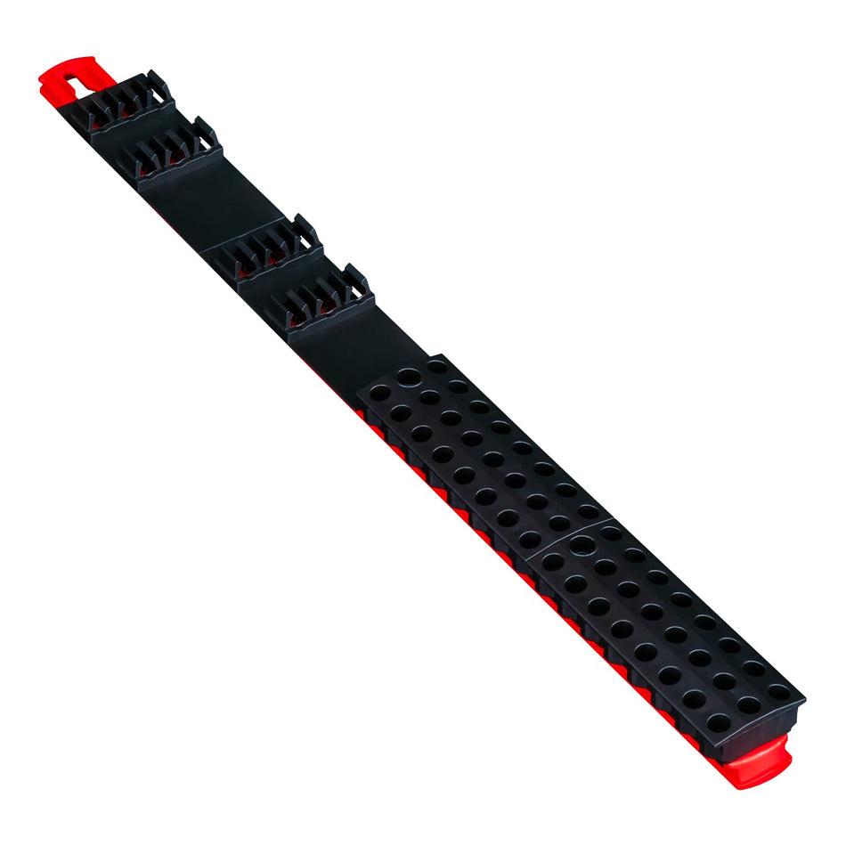 Ernst Manufacturing 60 Tool Magnetic Bit Bar, 1/4 Hex Bit Holder - Red/Black