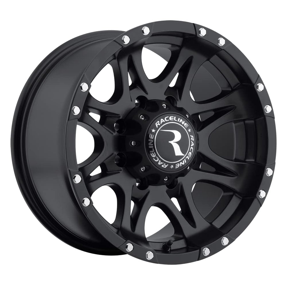 Raceline Wheels 982 RAPTOR Wheel Mirror/Black 16X88X170 Bolt Pattern 0mm Offset/(4.5B/S) 8 Spoke Aluminum Passenger Car Wheels, Full Size Replacement Black Car Rims