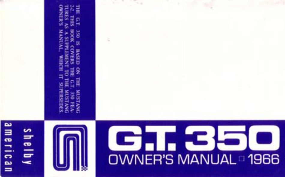 bishko automotive literature 1966 Ford Gt350 Owners Manual User Guide Reference Operator Book Fuses Fluids