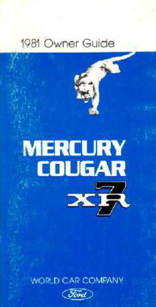 bishko automotive literature 1981 Mercury Cougar Xr7 Owners Manual User Guide Reference Operator Book Fuses