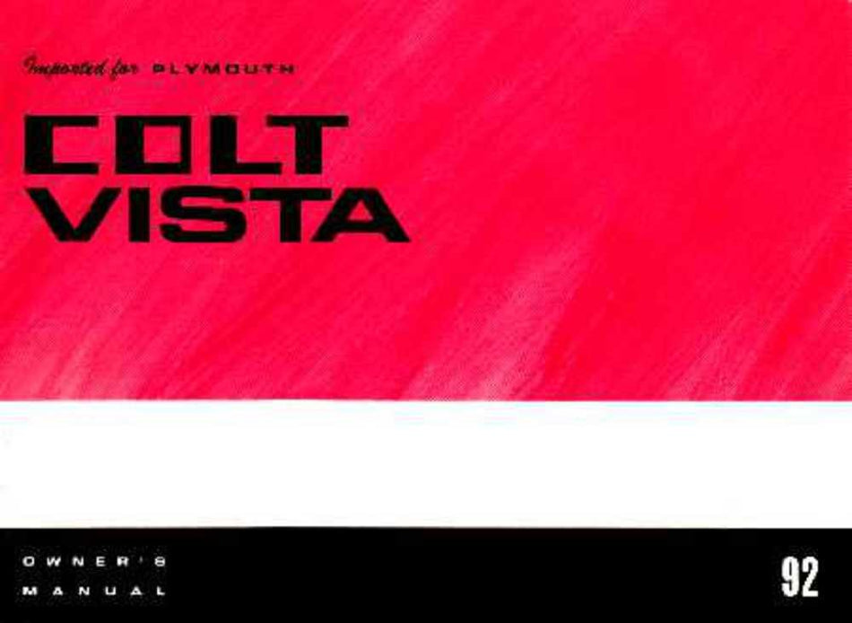 bishko automotive literature 1992 Plymouth Colt Vista Owners Manual User Guide Reference Operator Book Fuses