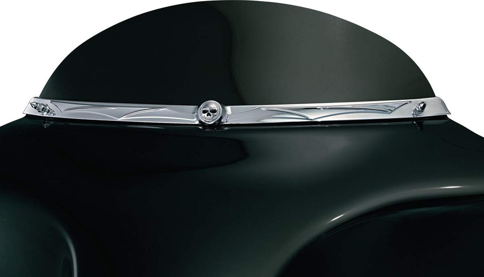 Kuryakyn 1198 Motorcycle Accent Accessory: Zombie Skull Windshield Trim for 1996-2013 Harley-Davidson Motorcycles, Chrome