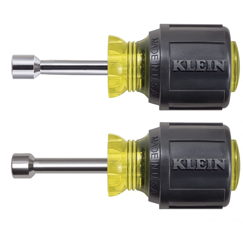 Klein Tools 610 Tool Set, Made in USA, Nut Driver Set with Stubby Nut Driver Sizes 1/4 and 5/16-Inch, Full Hollow Shaft, 2-Piece