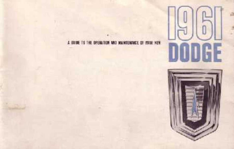 bishko automotive literature 1961 Dodge Dart Polara Owners Manual User Guide Reference Operator Book Fuses