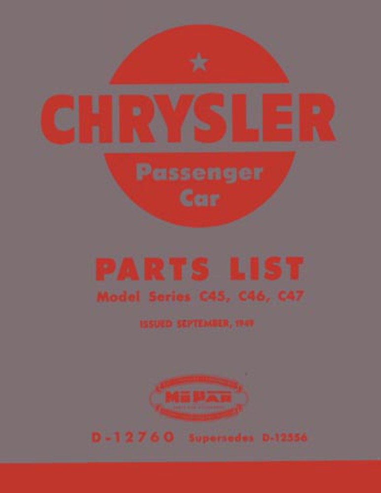 bishko automotive literature 1949 Chrysler Part Numbers Book List Catalog Interchange Drawings