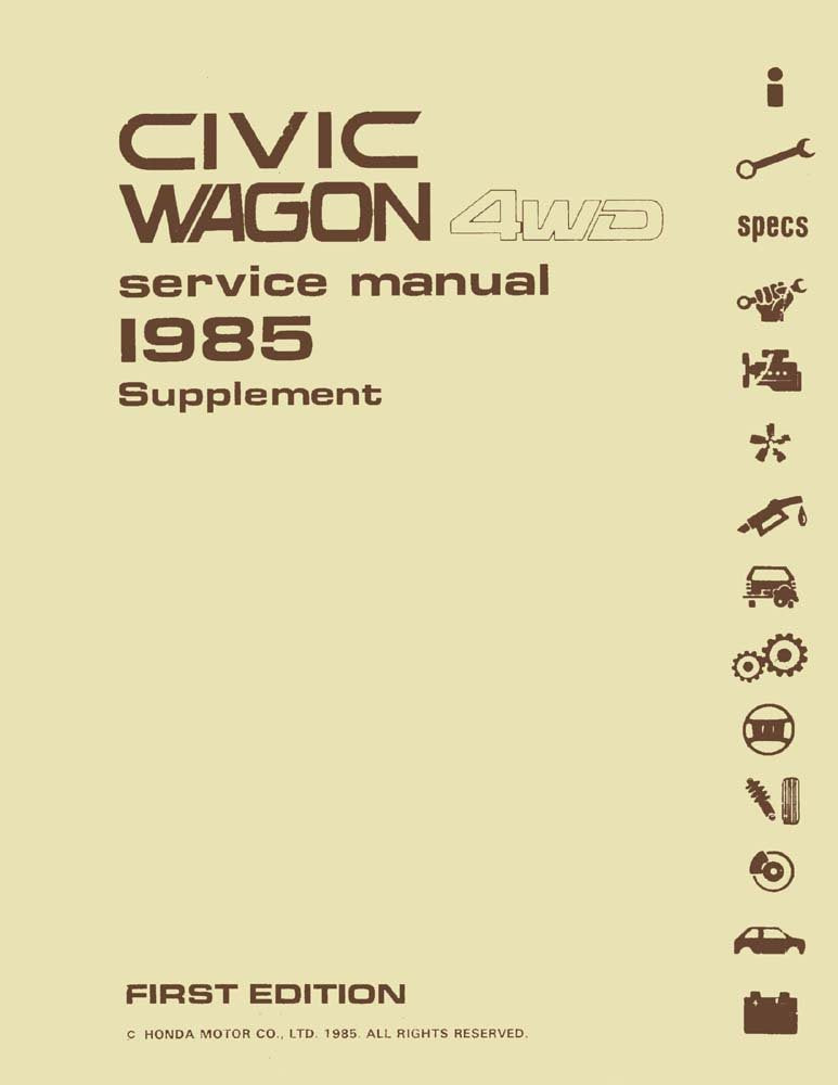 bishko automotive literature - Shop Service Repair Manual Engine Drivetrain Wiring for the1985 Honda Civic Wagon 4WD