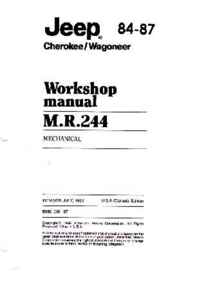bishko automotive literature 1984 1986 1987 Jeep Cherokee Wagoneer Shop Service Repair Manual Book Engine