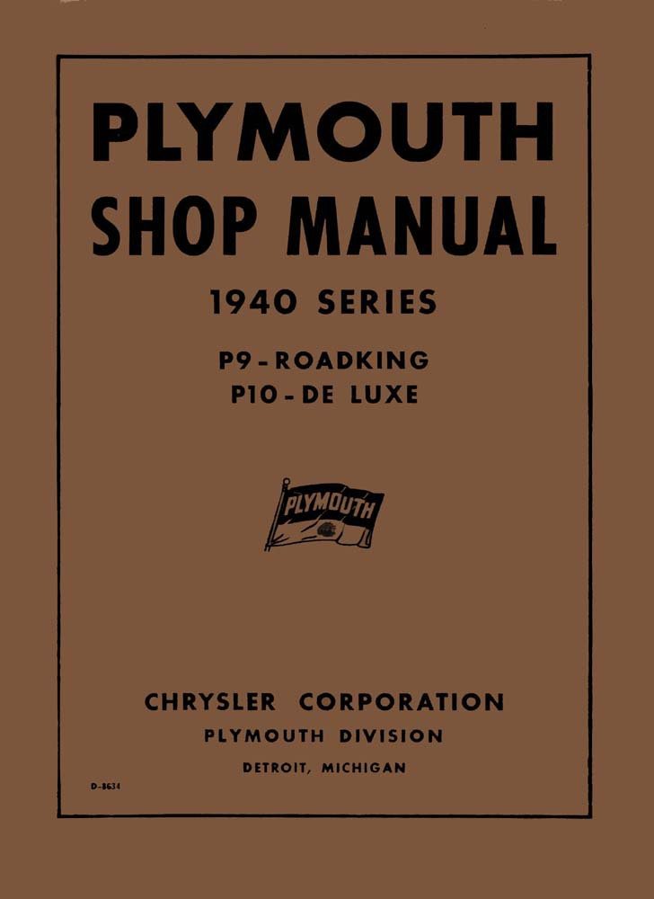 bishko automotive literature 1940 Plymouth P9 P10 Shop Service Repair Manual Engine Drivetrain Electrical OEM