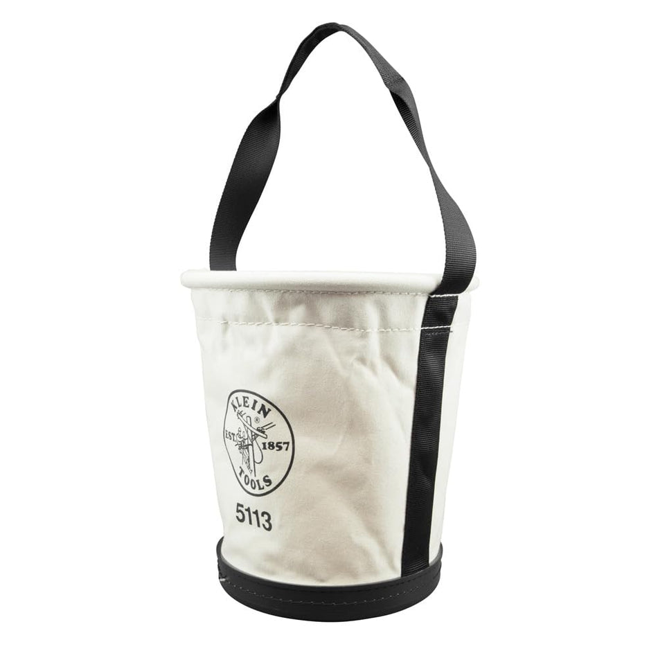Klein Tools 5113 Canvas Bucket for Tool Storage and Transport is Tapered, Canvas with Web Handle, Made in USA
