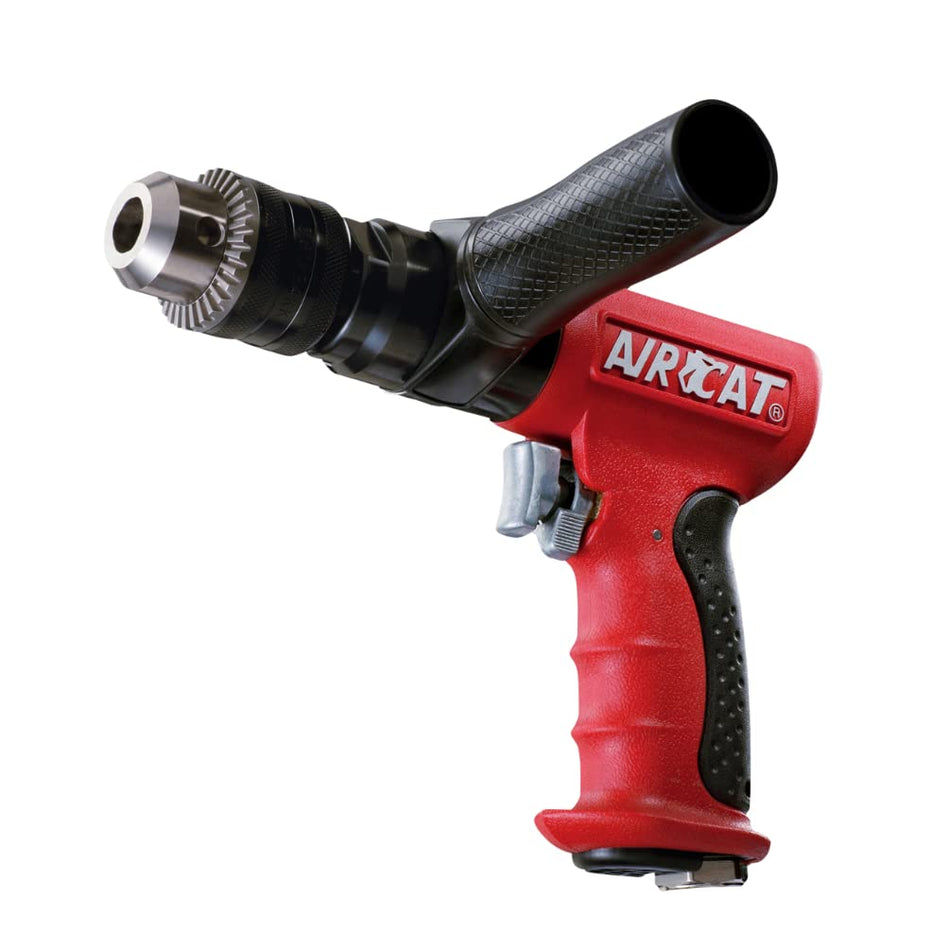 AIRCAT Pneumatic Tools 4450: 1/2-Inch Reversible Composite Drill Air Tool, Side Handle, 400 RPM, 60 HP Motor