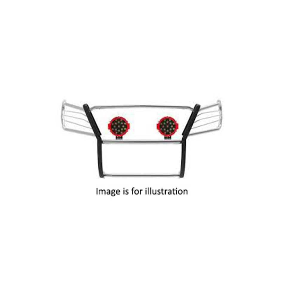 Black Horse Grille brush Bumper Guard Modular Stainless Steel Come With pair of 7.0Dia.LED Lights with Red Trim Rings Compatible with 2016-2020 Honda Pilot-17H151402MSS-PLR