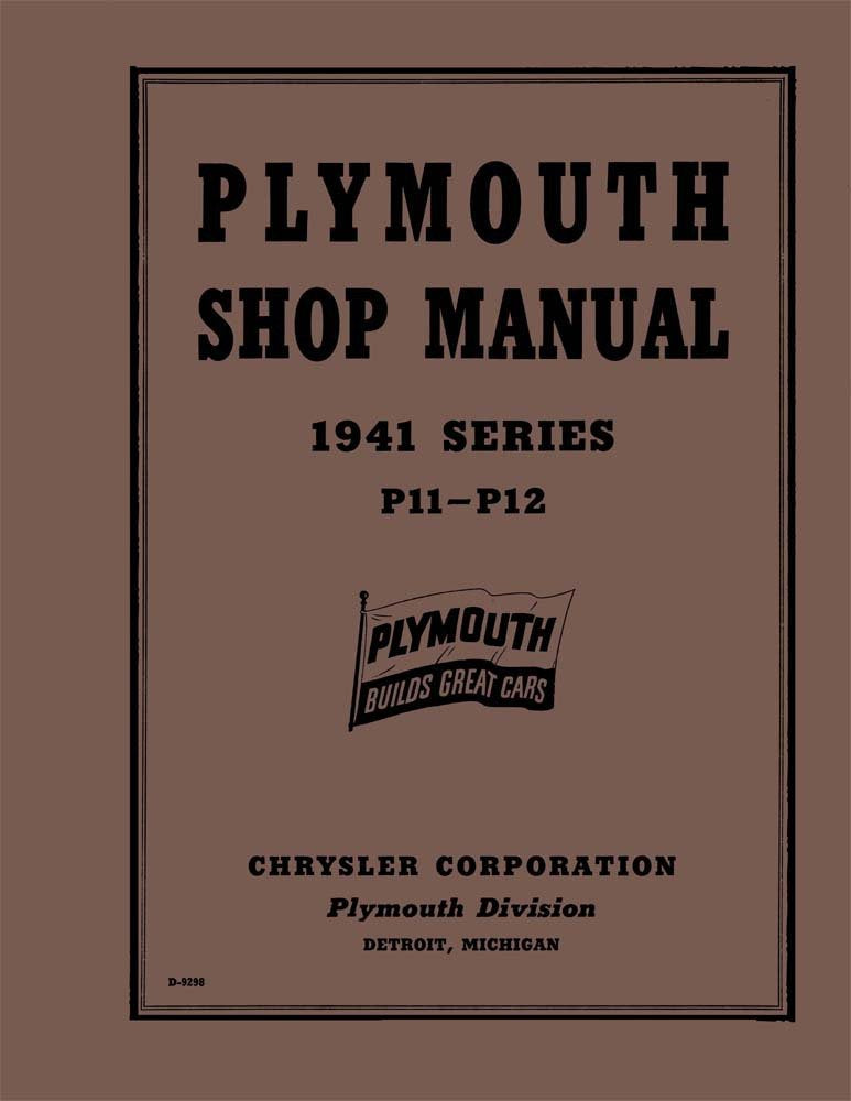bishko automotive literature 1941 Plymouth P11 P12 Shop Service Repair Manual Engine Electrical Drivetrain