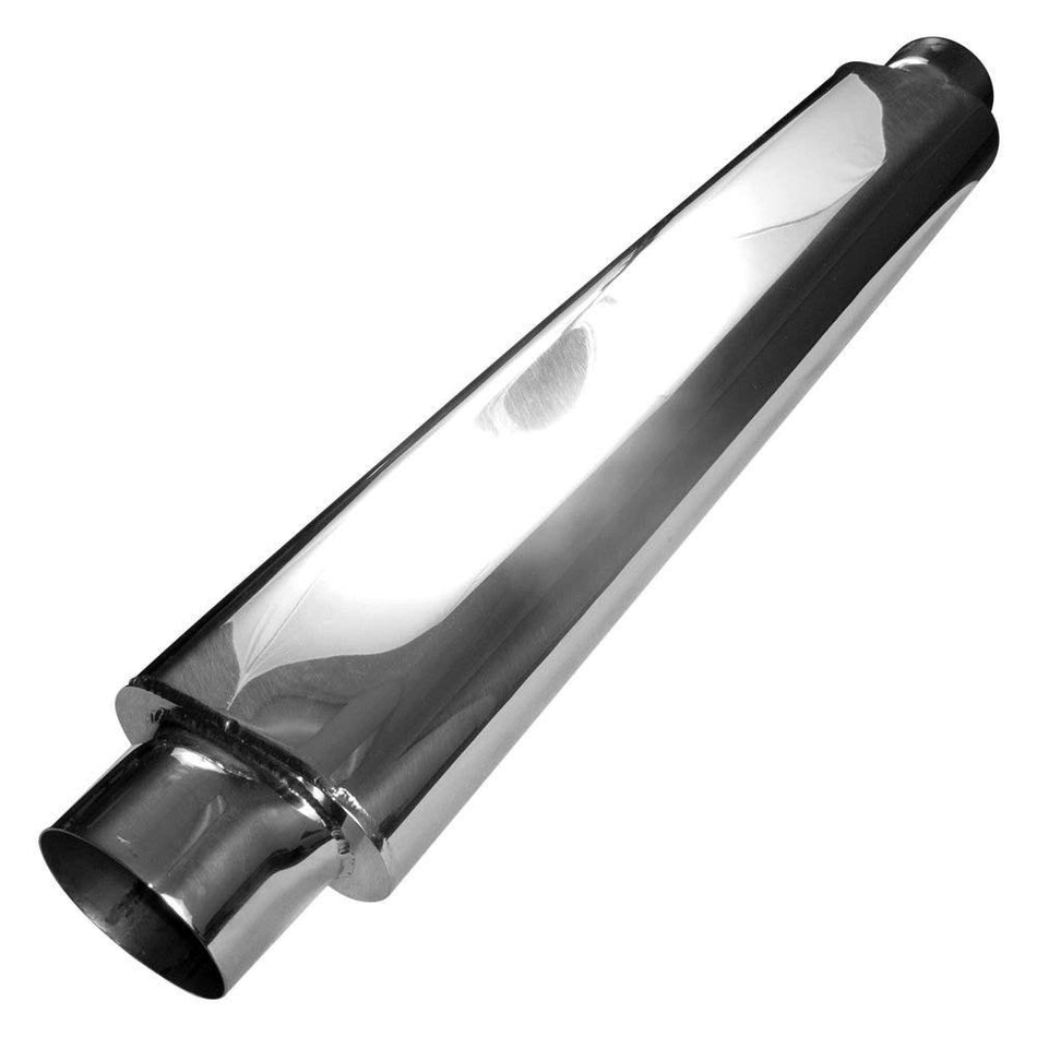 Stainless Works Smooth Oval Muffler - 24in Long 2 1/2in ID Inlets Both Ends