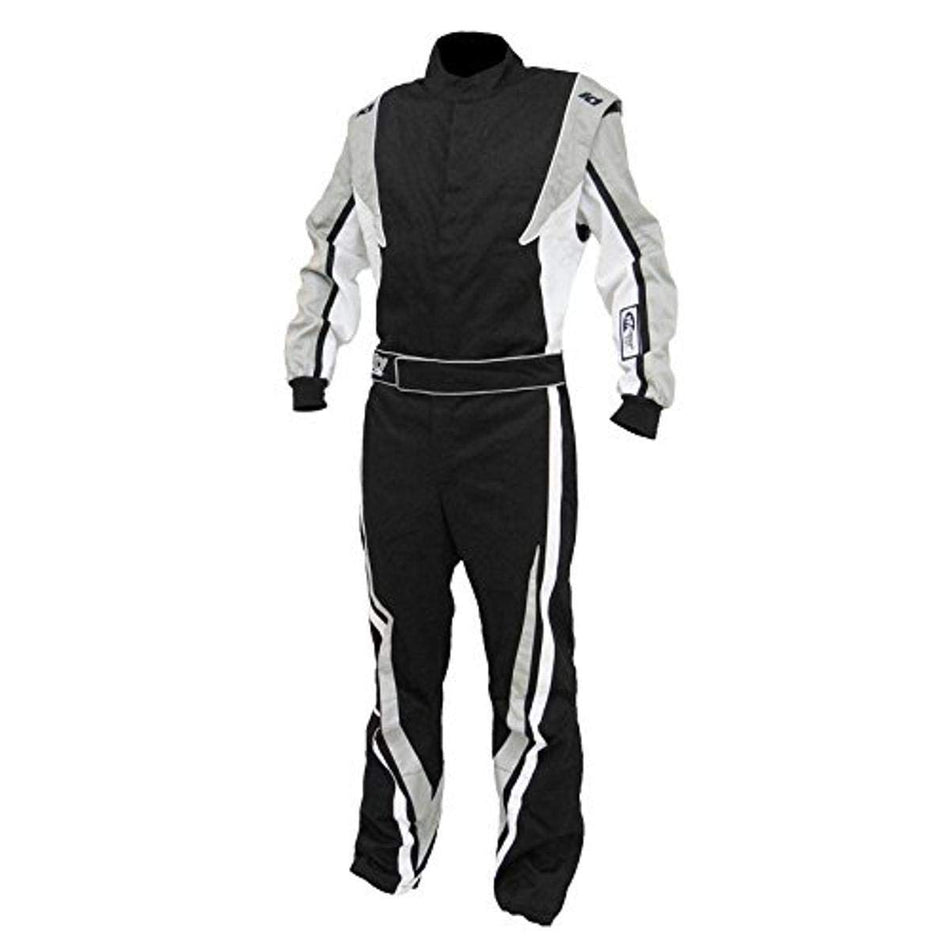 K1 Race Gear 20-VIC-N-3XS SFI 3.2a/1 Victory Auto Racing Suit (Black/White/Grey, XXX-Small)