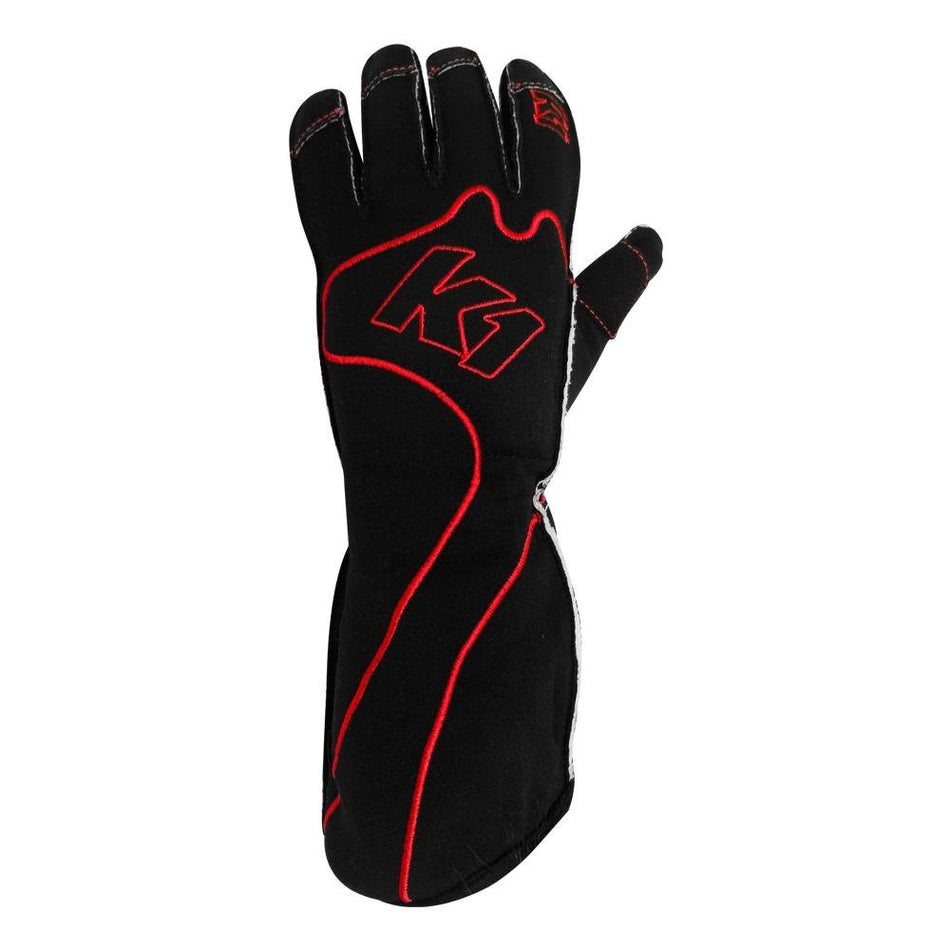 K1 Race Gear RS1 Reverse Stitch Kart Racing Gloves (Red/Black, XX-Small)