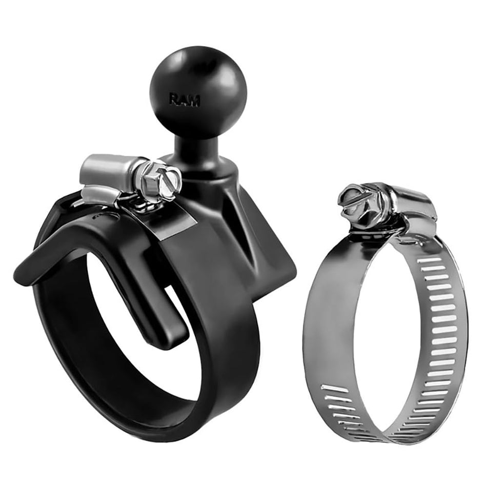 RAM Mounts RAM-B-108BU Strap Hose Clamp Ball Base with B Size 1 Ball for Rails 1 to 2.1 in Diameter