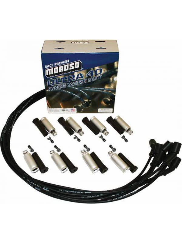 IGNITION WIRE SET, ULTRA 40, UNIVERSAL, UNSLEEVED, GM LS, ALUMINUM SHIELDED, BLACK