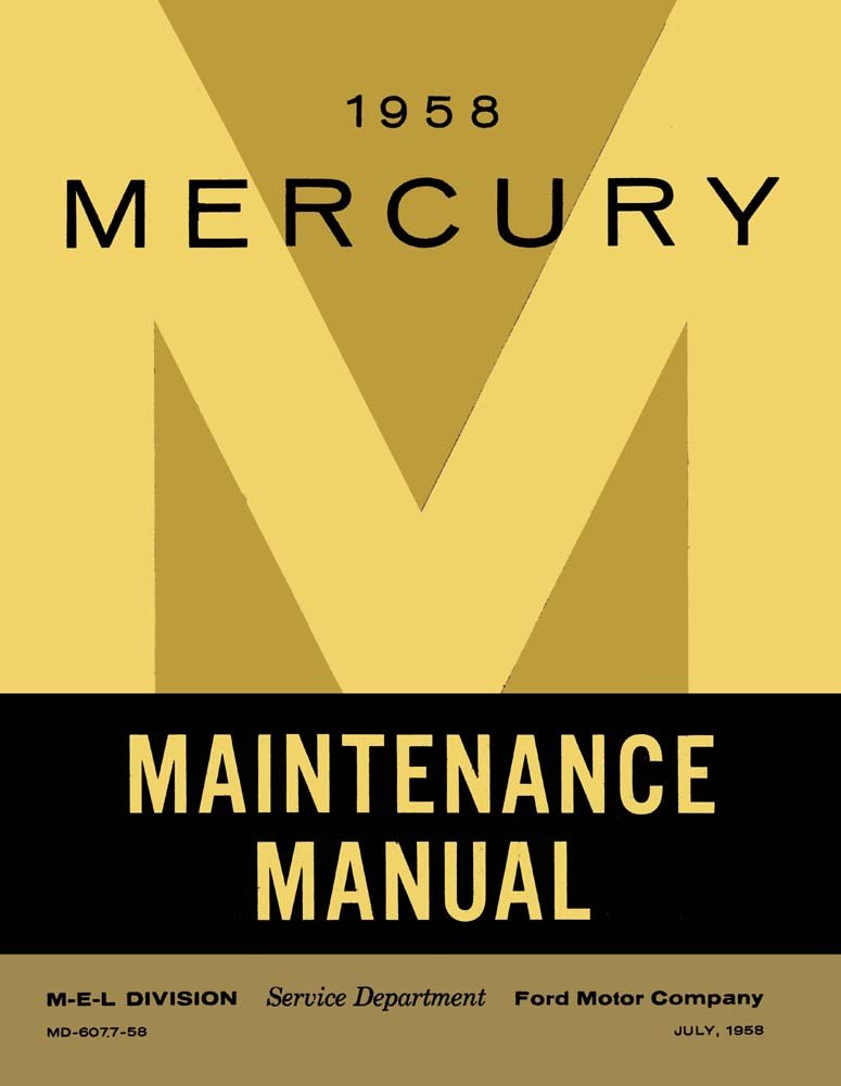 bishko automotive literature 1958 Mercury Monterey Montclair Voyager Shop Service Repair Manual Book Engine