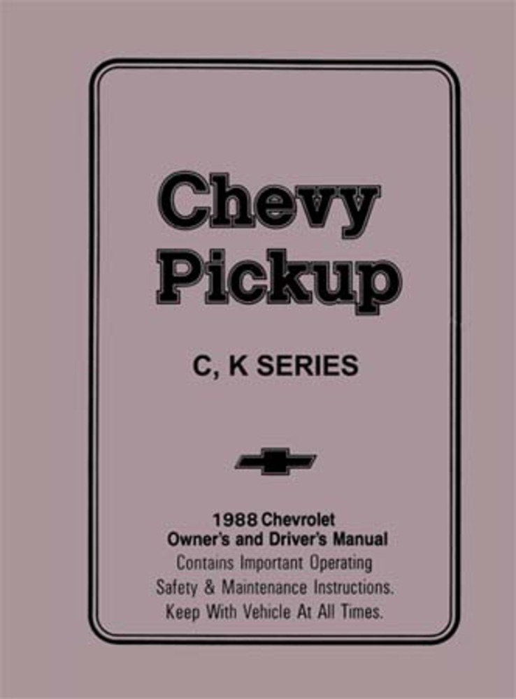 bishko automotive literature 1988 Chevrolet C K Pickup Truck Owners Manual User Guide Reference Operator Book
