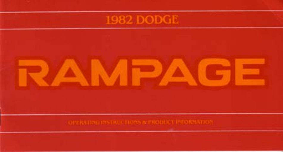 bishko automotive literature 1982 Dodge Rampage Truck Owners Manual User Guide Reference Operator Book Fuses