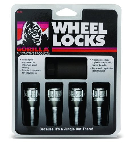 Gorilla Automotive 47124N 12mm x 1.25 Thread Size Cone Seat Lug Bolt Wheel Lock, (Set of 4)