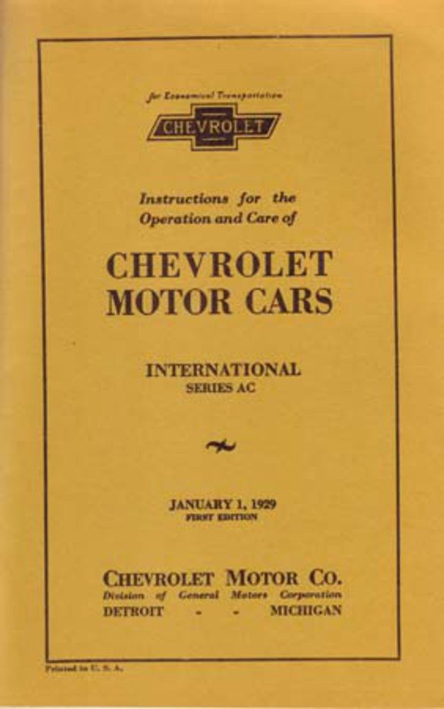 bishko automotive literature 1929 Chevrolet Owners Manual User Guide Reference Operator Book Fuses Fluids
