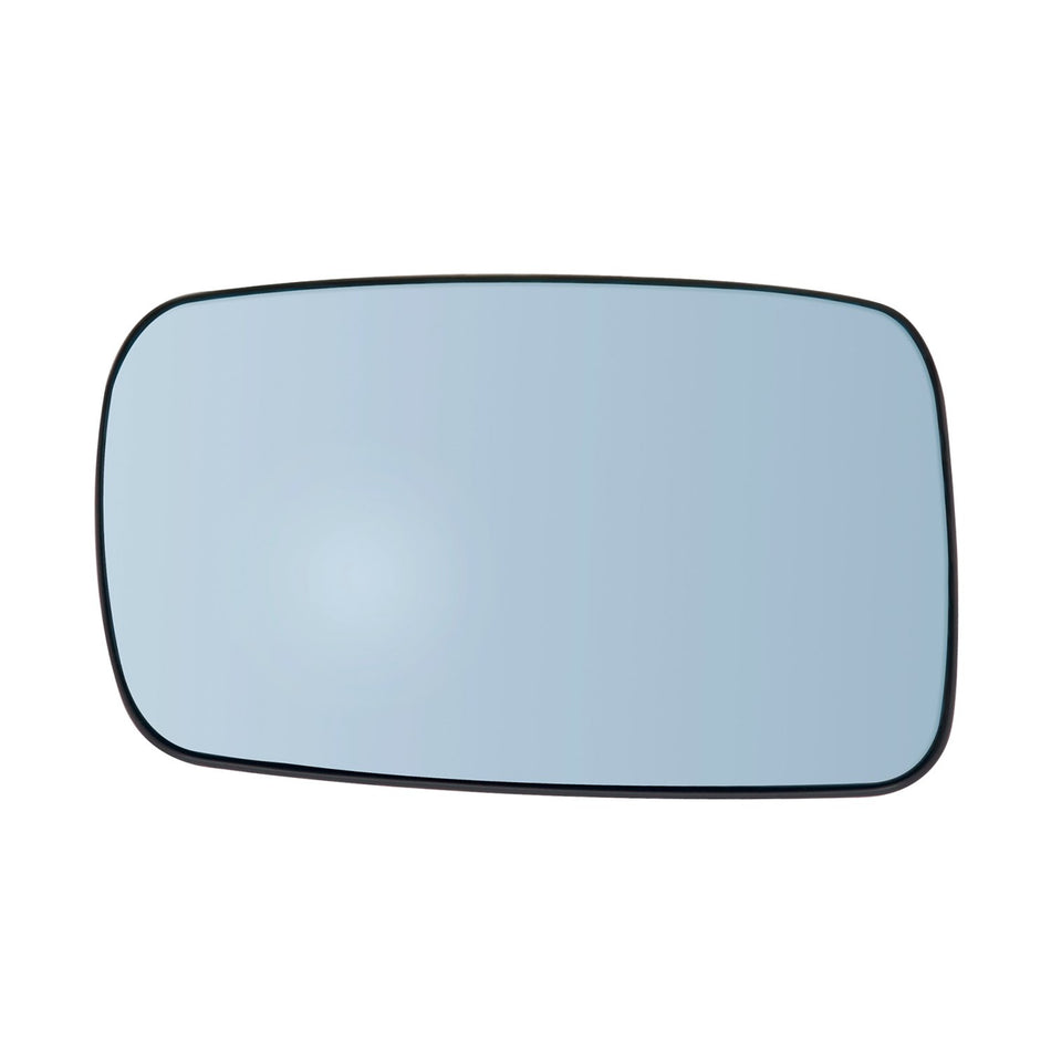 Driver Side Heated Mirror Glass w/backing plate, BMW 3-Series Coupe/Convertible, 7-Series Sedan, 4 3/16 x 6 9/16 x 6 3/4 (blue lens, w/o auto dimming)