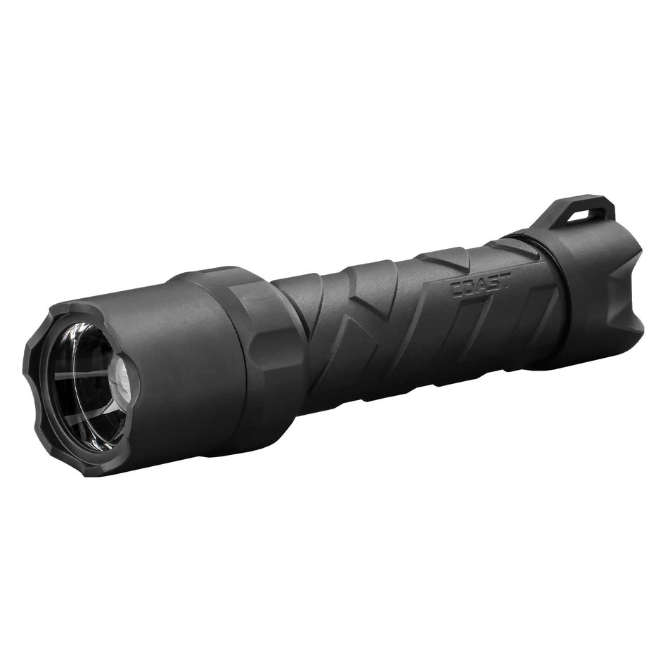 COAST POLYSTEEL 600 1000 Lumen LED Flashlight with Pure Beam Twist Focus, Stainless-Steel Core, Crushproof, Black