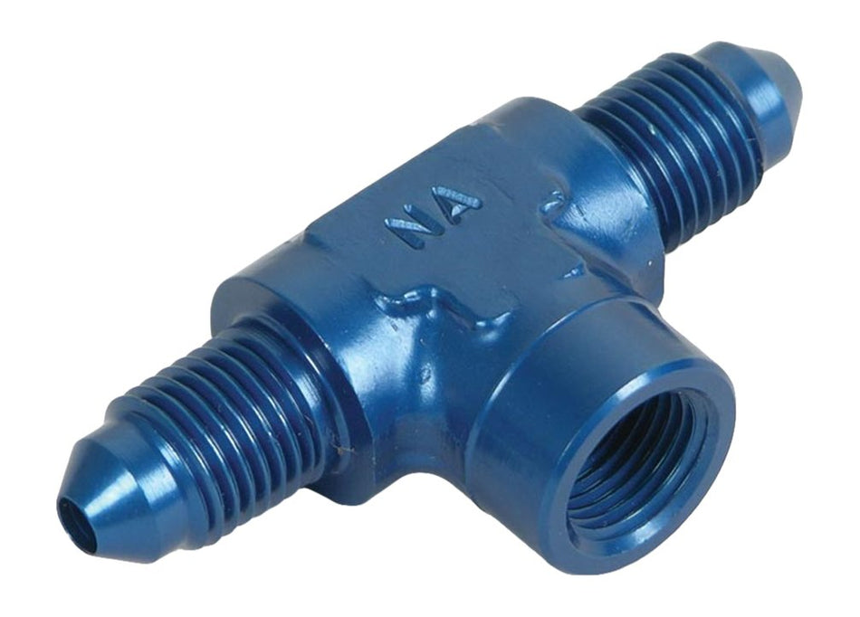 Earl's Performance 100188ERLP Fuel Pressure Gauge Adapter Clamshell Packaging -3 AN Male To -3 AN Male 1/8 in. NPT Female Blue Anodized Fuel Pressure Gauge Adapter