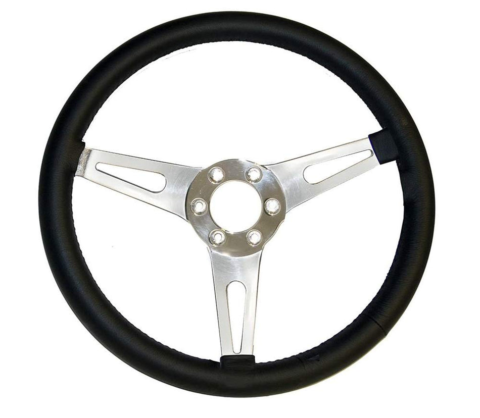 Scott Drake S1MS-3600-BK-6 Corso Feroce 15 Black Leather Steering Wheel 6 Hole