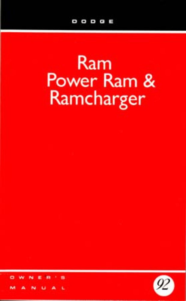 bishko automotive literature 1992 Dodge Ram Truck RAMCharger Owners Manual User Guide Operator Book Fuses