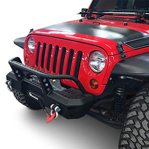 Warrior 6577 - MOD Series Stubby Black Front Winch HD Bumper with Pre-Runner Guard