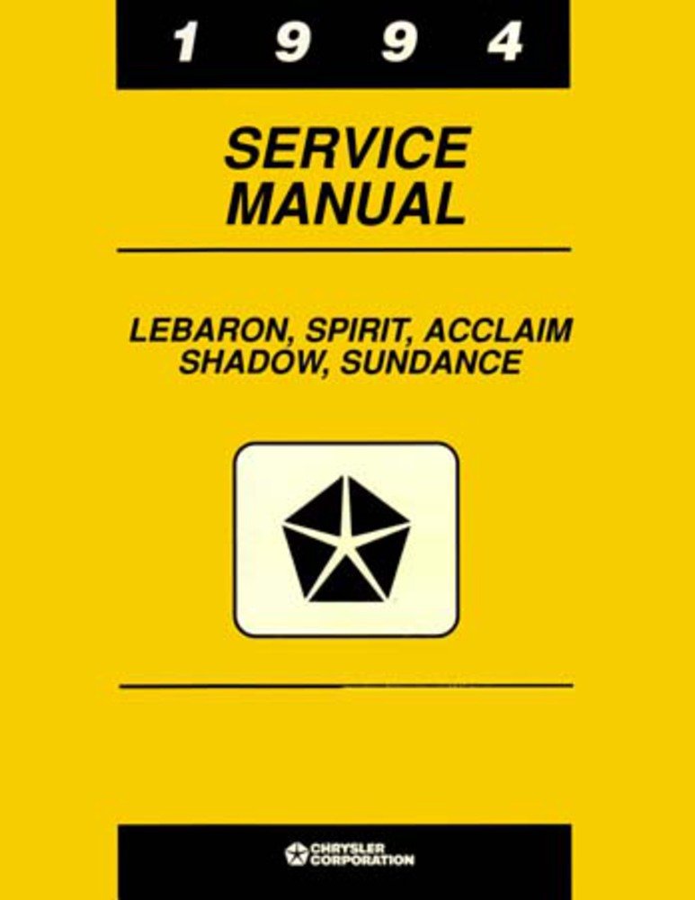 bishko automotive literature 1994 Lebaron Shadow Acclaim Sundance Shop Service Repair Manual Book Engine OEM